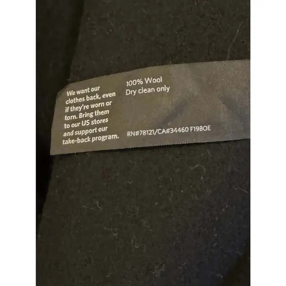 Eileen Fisher 100% Wool Black Open Front Blazer Jacket Coat XS Classic Minimal